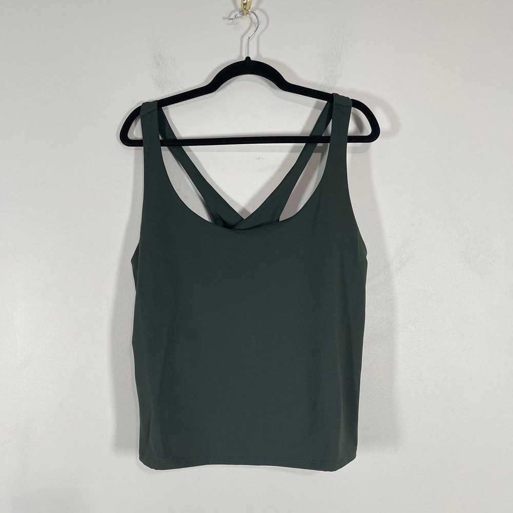 Spanx Contour Cross Back Shelf Tank/Bra Wms 2X Essex Green Sporty Gym Workout